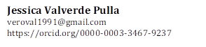 Jessica Valverde Pulla
veroval1991@gmail.com
https://orcid.org/0000-0003-3467-9237
