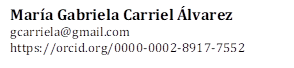 María Gabriela Carriel Álvarez 
gcarriela@gmail.com
https://orcid.org/0000-0002-8917-7552
